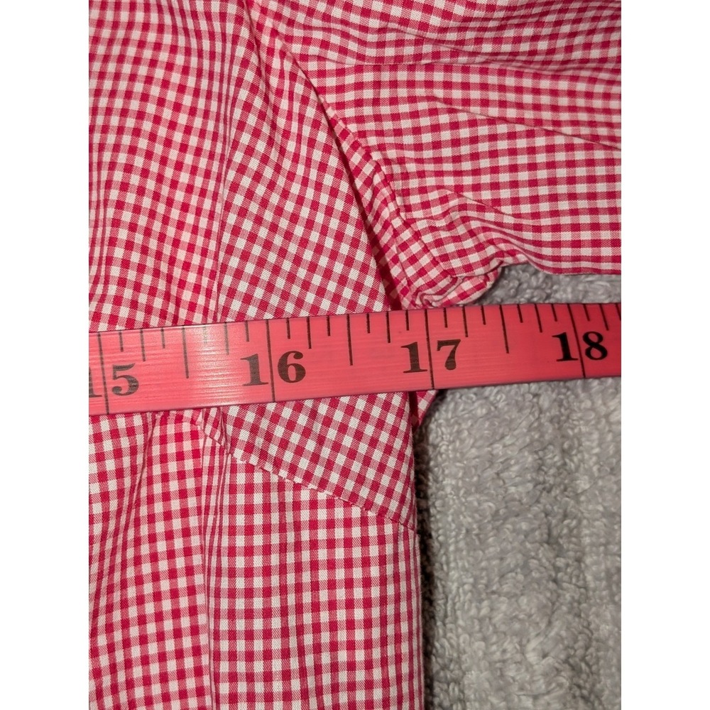Talbots Petites Red Gingham Button Down Shirt Lon… - image 7